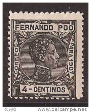 FPOO155-LB1033TANGuinea.Gui Nee.ALFONSO  Xlll.FERNANDO POO.1907  (Ed 155**) Sin Charnela.LUJO. - Nuevos