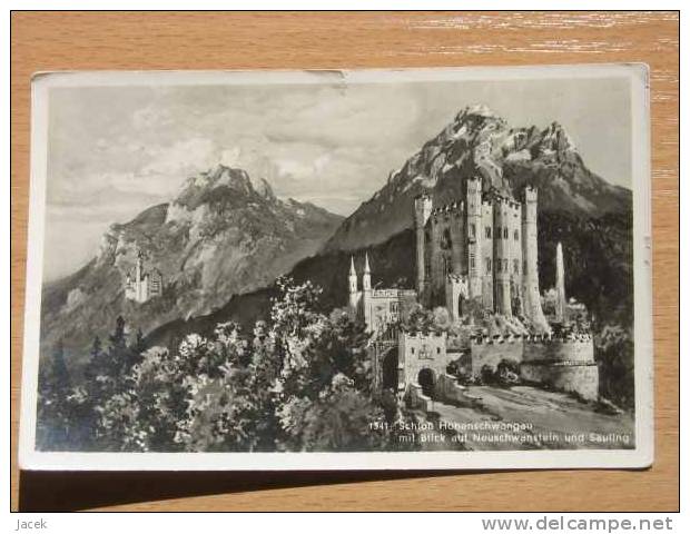 Schloss Hohenschwangau  1935  Year  Old Postcard  2 Scan - Fuessen