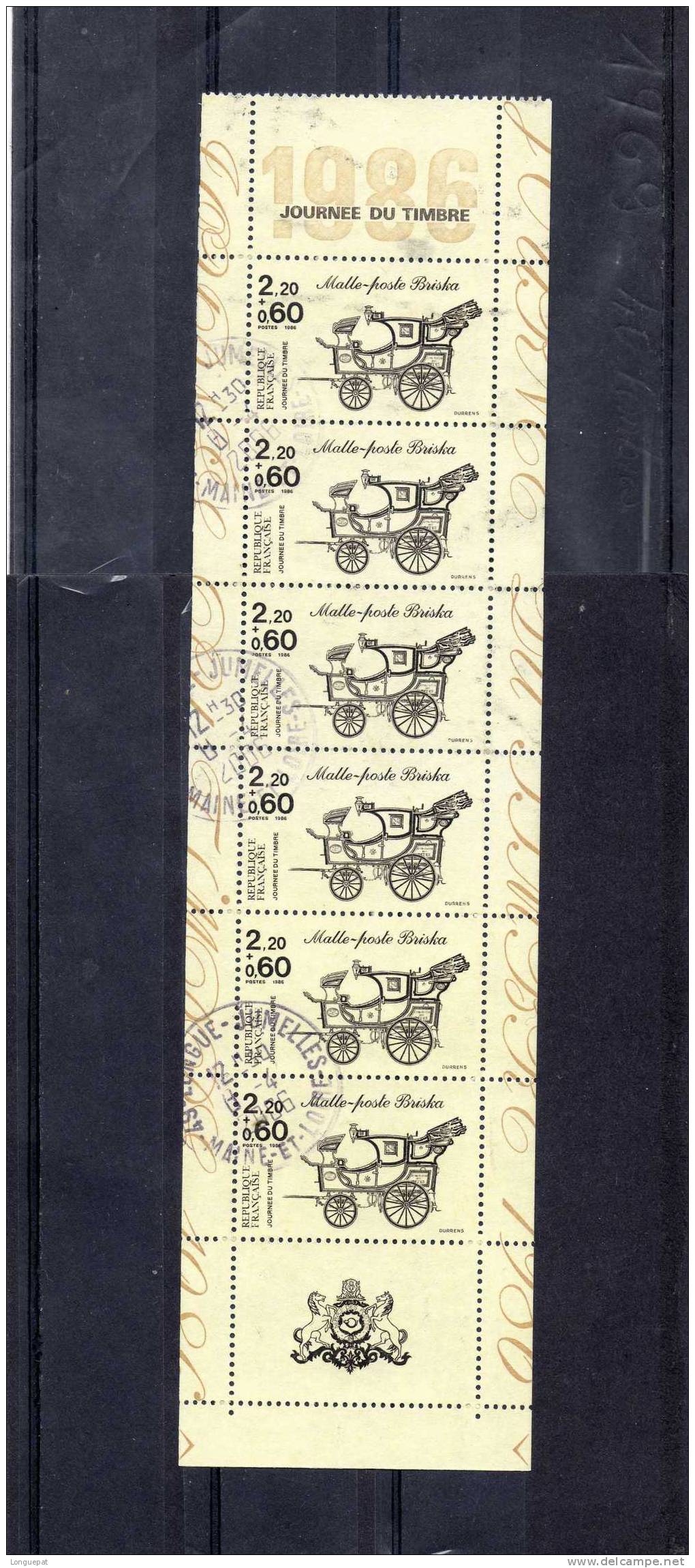 FRANCE :  Male-poste Briska -Journée Du Timbre - Calèche Légère -Transport Hippomobile (cheval) - Tag Der Briefmarke