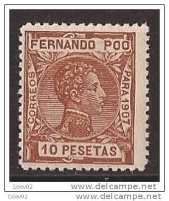 FPOO167-LB1044-MCEX1.Guinea.   Guinee..FERNANDO  POO.ALFONSO XIII 1907  (Ed 167**) Sin Charnela.LUJO. - Guinea Espagnole