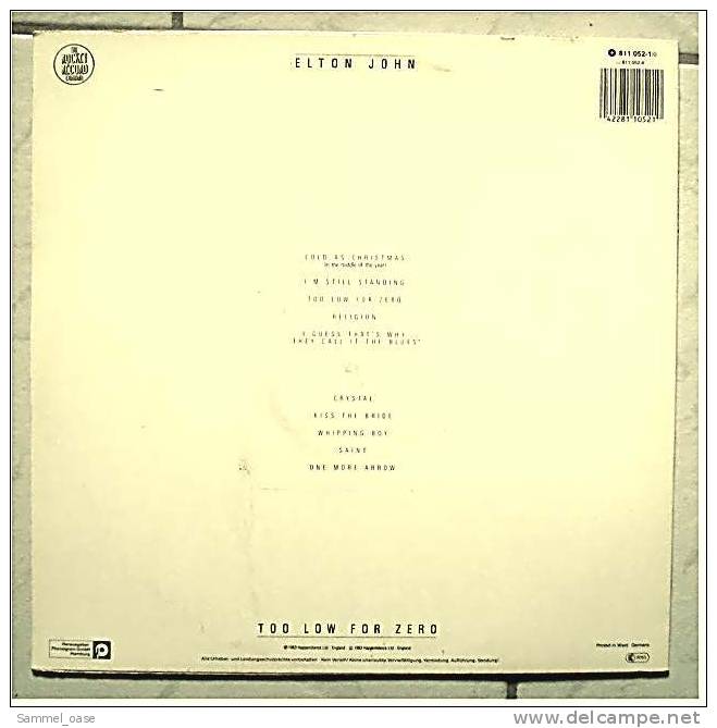 LP  Elton John  - Too Low FFor Zero  -  Von Phonogram  -  811 052-1 - Von 1983 - Disco, Pop