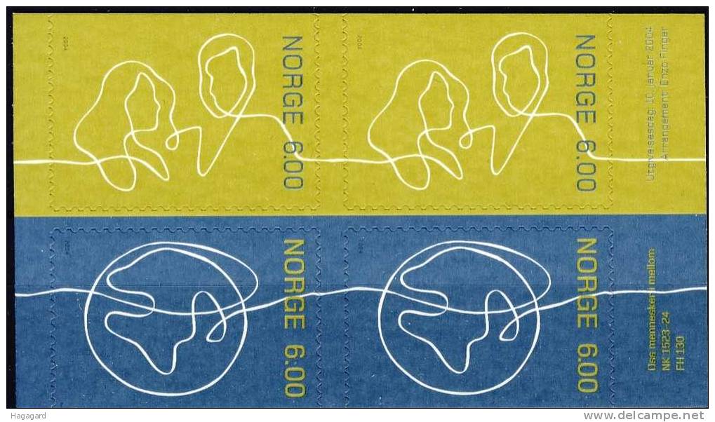 Norway 2004. Human Relations. Block Of 4. Michel 1488-89. MNH(**) - Unused Stamps