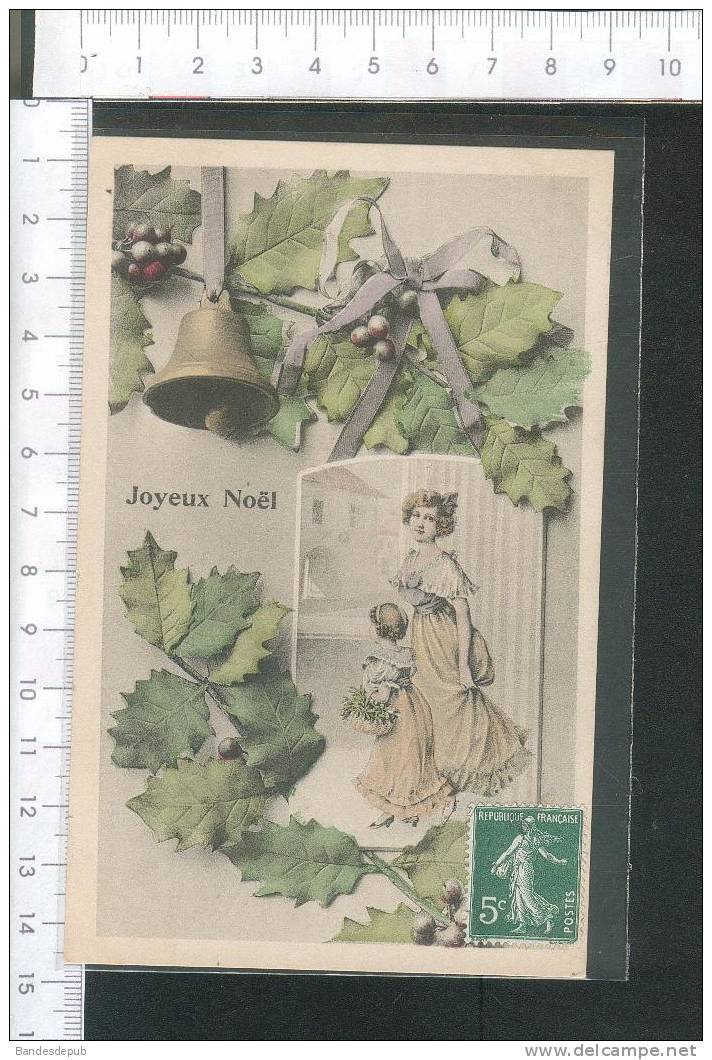 Jolie Carte Enfant Femme Style Viennoise Noël Cloche Houx  B.K.W.L 2101.6 Austria - Altri & Non Classificati