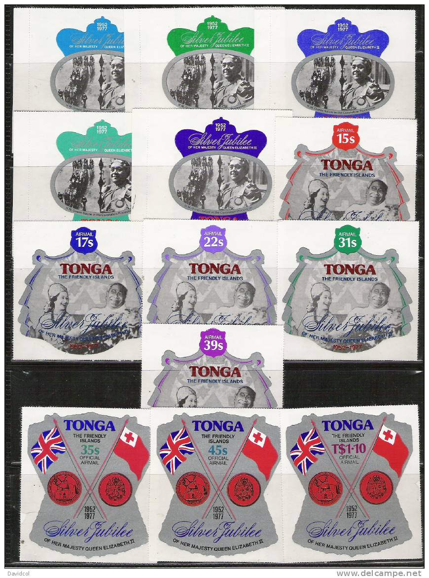 Q926-TONGA.-1977-MNH-SCOTT # :392-96,C209-13 AND CO117-119- FLAGS/ COINS .-.COMPLETE SET OF 13 STAMPS- HIGH CAT. VA - Tonga (1970-...)