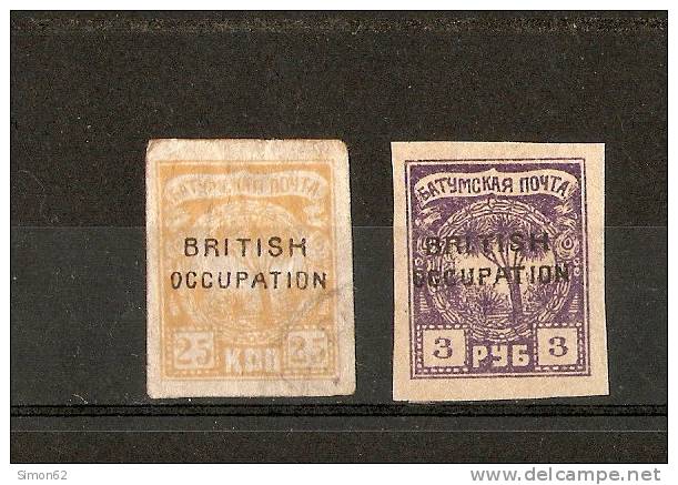 RUSSIE Timbres Occupation Britanique  1919 N* 9 Et 12 - 1919-20 Occupation Britannique