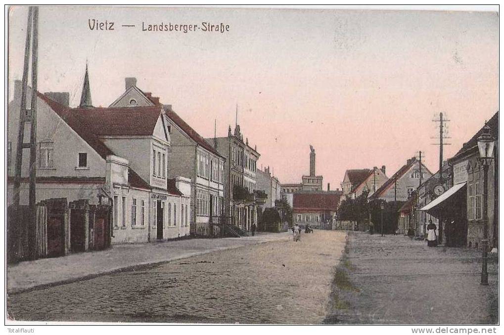 Vietz Landsberger Straße Color Ostbahn Belebt  Witnica 1.3.1919 Gelaufen - Neumark