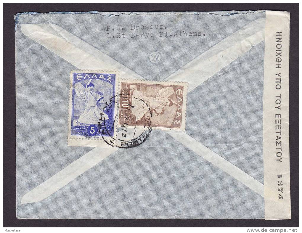 Greece Airmail Par Avion Label 1945 ATHENS Cover To STOCKHOLM Sweden British Censor Opened By Examiner 1574 Label - Cartas & Documentos