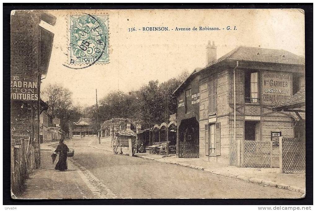 CPA  ANCIENNE- FRANCE- ROBINSON (92)- AVENUE DE ROBINSON- ATTELAGE AGRICOLE- MAISON DE LOCATION DE VOITURES "GARNIER" - Autres & Non Classés