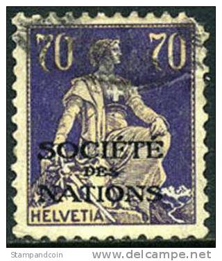 Switzerland 2O24 Used 70c League Of Nations Official From 1925 - Officials