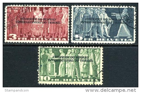 Switzerland 3O80-82 Used International Labor Bureau Official Part Set From 1944 - Service