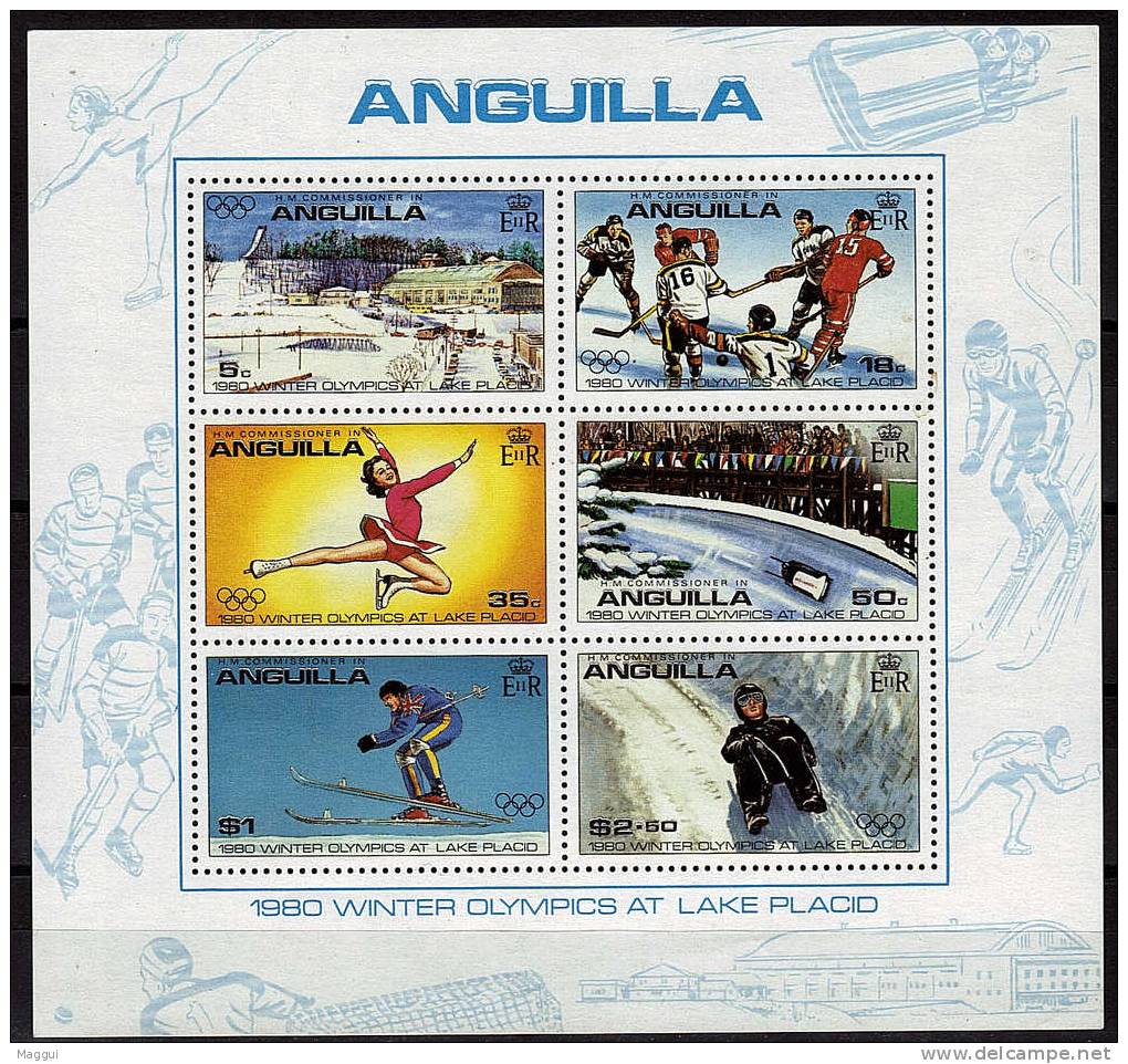 ANGUILLA   BF 30 **  Jo 1980 Patinage Hockey Sur Glace Luge Ski Bobsleigh - Hockey (sur Glace)