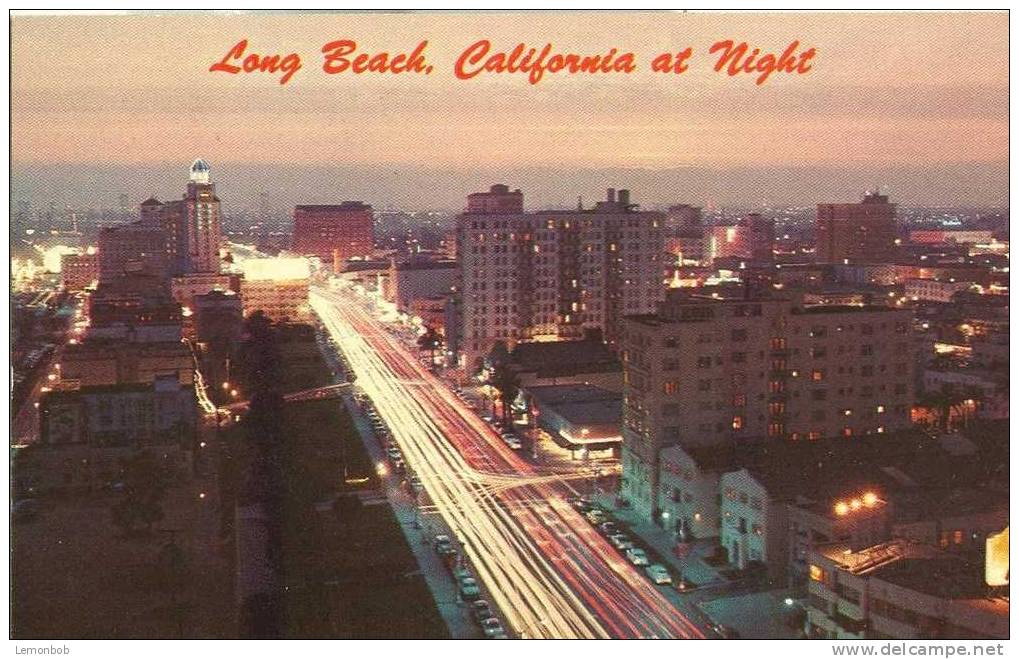 USA – United States –  Long Beach, California At Night Unused Postcard [P3930] - Long Beach