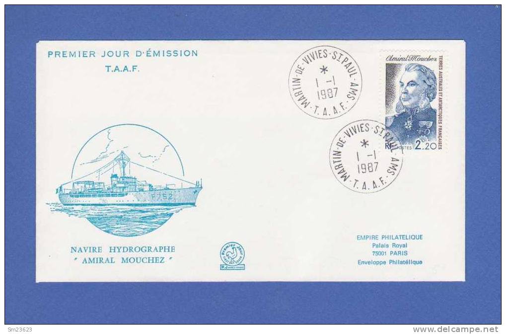 Frankreich / Kolonien / TAAF, Mi.Nr. 226 , Premier Jour D´Èmission , Admiral Mouchez  Von 1987 - - FDC