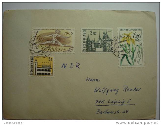 49 CESKOSLOVENSKO TCHECOSLOVAQUIE  TO GERMANY COVER LETTRE CARTA CIRCULADA - Storia Postale