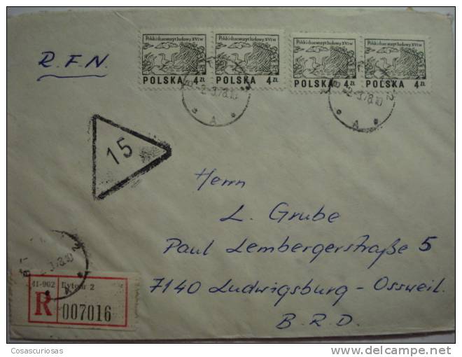 157 POLSKA POLAND POLONIA  TO GERMANY  COVER LETTRE CARTA CIRCULADA - Briefe U. Dokumente