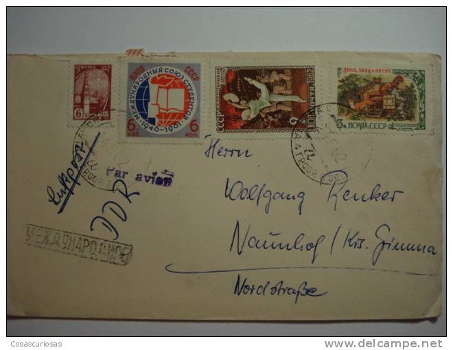 72 RUSIA RUSSIAN RUSSIA URSS CCCP  TO GERMANY  COVER LETTRE CARTA CIRCULADA - Brieven En Documenten