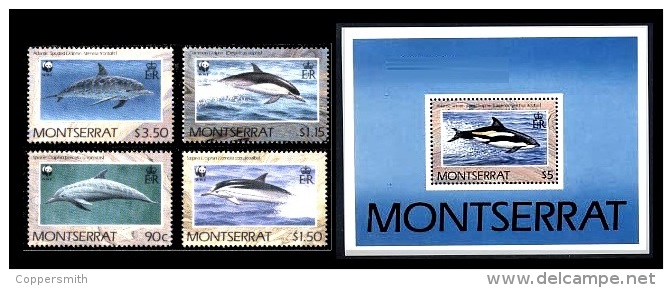 (022+27) Montserrat  WWF Marine Mammals / Animaux / Mammiferes / Meeressäugetiere ** / Mnh  Michel 786-89 + BL 59 - Montserrat
