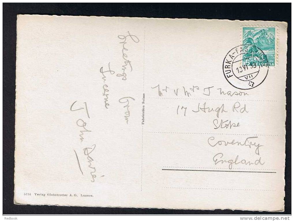 RB 731 - 1933 Real Photo Postcard Wassen &amp; Railway Line Switzerland - Good Furka-Fas Postmark 5c Rate To Coventry UK - Wassen