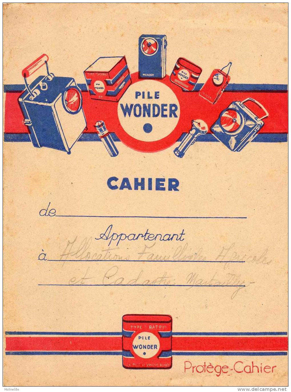 PROTEGE CAHIER  "pile WONDER" - Electricity & Gas