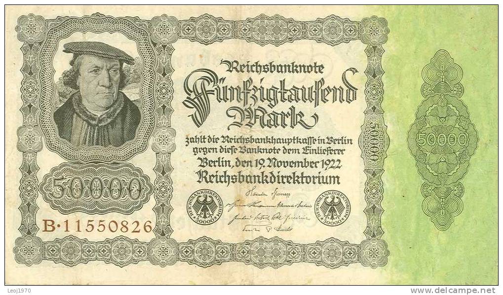 ALLEMAGNE - GERMANY - REICHSBANKNOTE - BERLIN 1922 - BILLET DE 50 000 MARK - Sonstige & Ohne Zuordnung