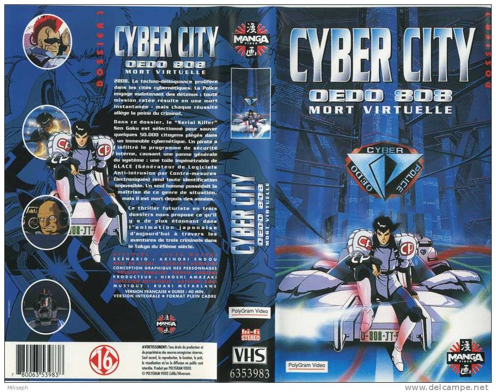 Série De 3  K7 MANGA - CYBER CITY OEDO 808 - Mort Virtuelle, Arme Psychique Et Virus Mortel, - Manga