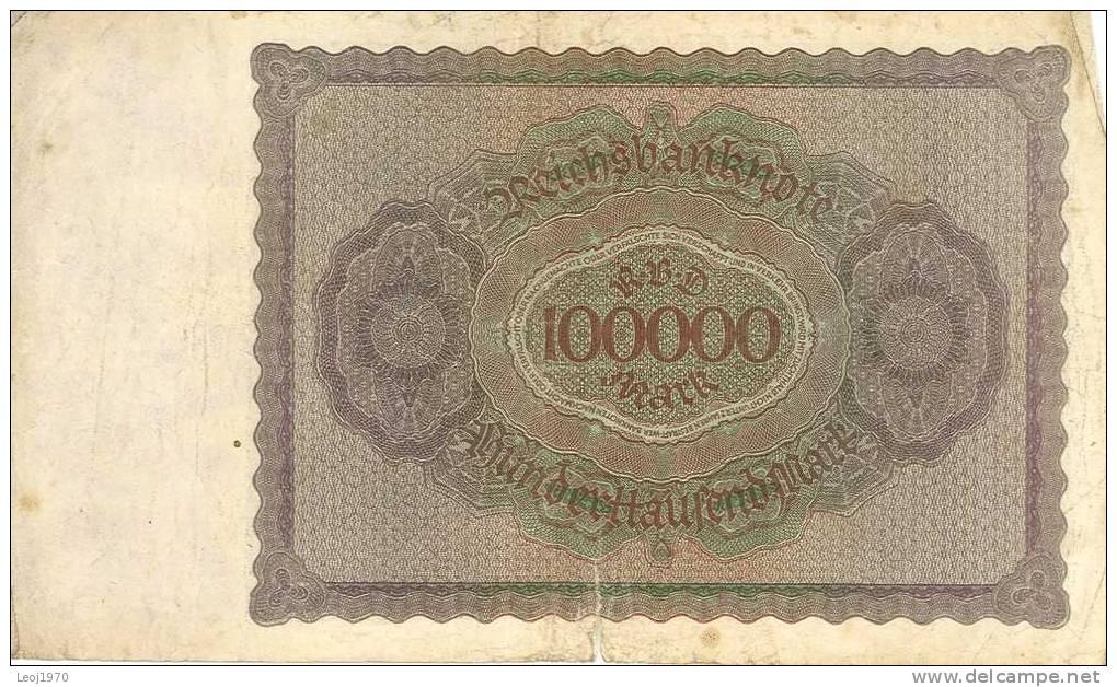 ALLEMAGNE - GERMANY - REICHSBANKNOTE - BERLIN 1922 - BILLET DE 100 000 MARK - Andere & Zonder Classificatie