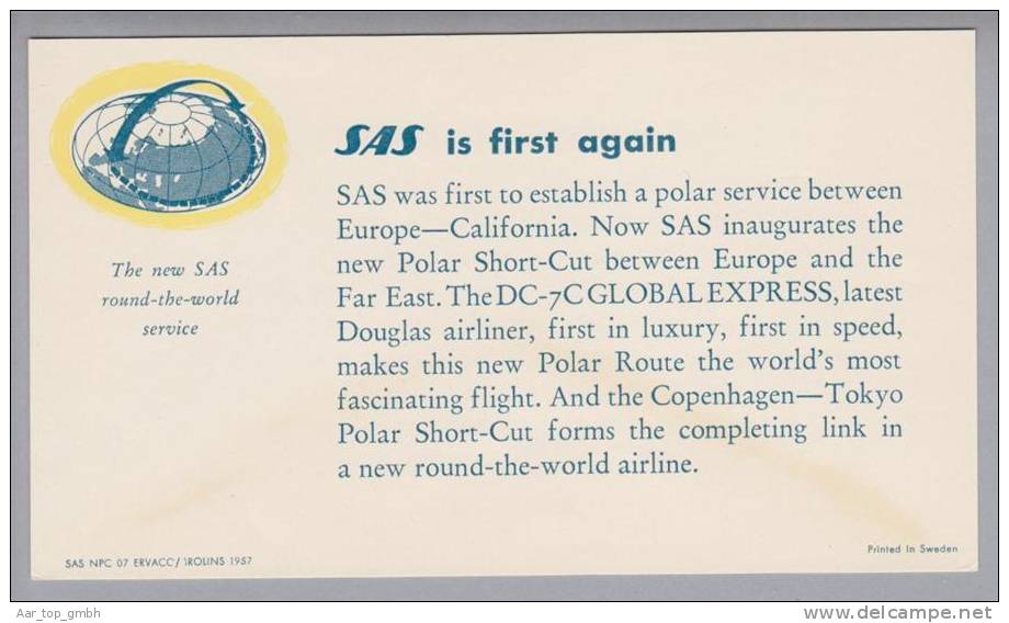 Norwegen 1957-02-24 Oslo Erstflug Kopenhagen-Tokio SAS - Cartas & Documentos