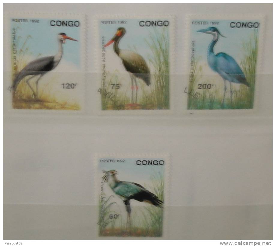 CONGO.Oiseaux ,Oblitérés,4 Valeurs - Oblitérés