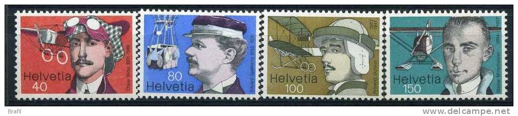 1977 Svizzera, Pionieri Aviazione Aerei , Serie Completa Nuova (**) - Unused Stamps