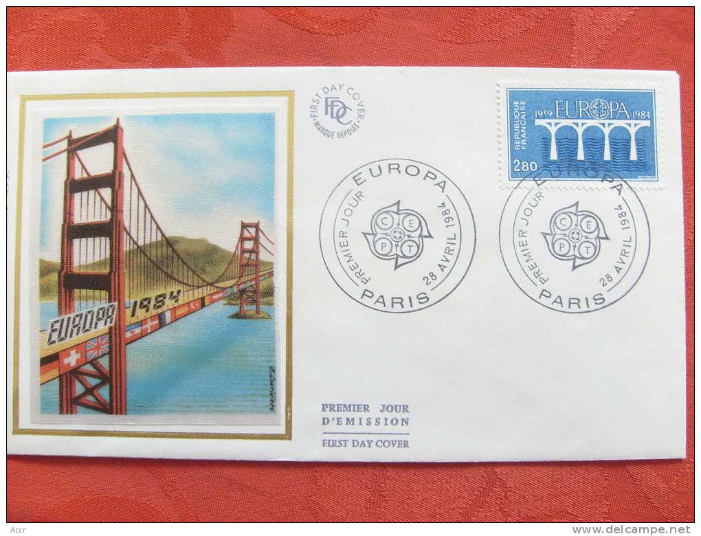 France 2 FDC 1984 25e Anniversaire De La C.E.P.T. Pont De La Coopération. - 1984