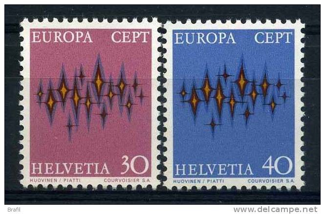 1972, Svizzera, Europa , Serie Completa Nuova (**) - Unused Stamps