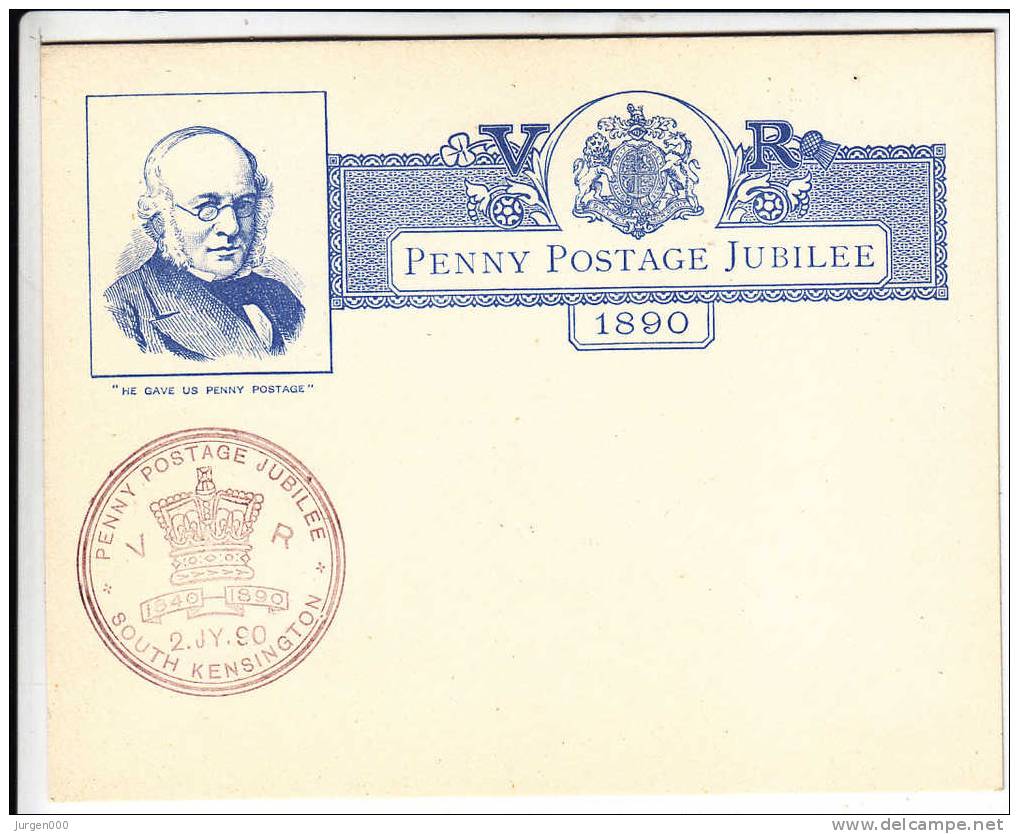 Groot-Brittannië, Entier Penny Postage Jubilee 1890, South Kensington (X21070) - Rowland Hill