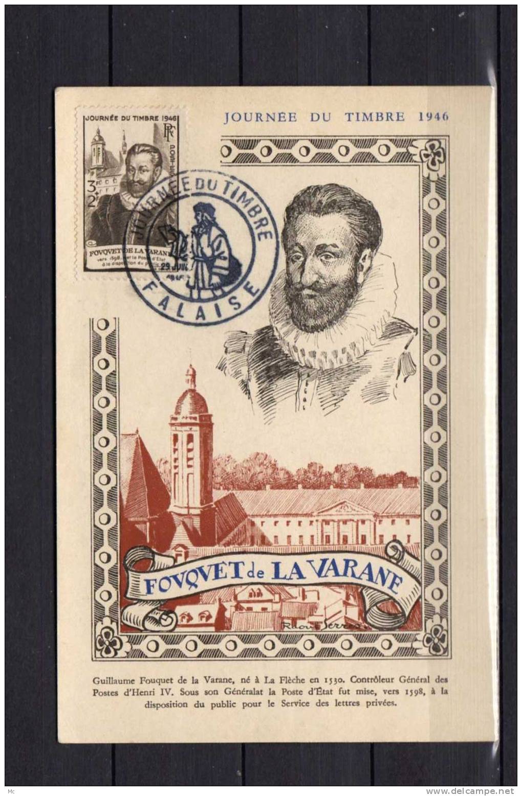 " Journée Du Timbre " De 1946 Sur Carte -postale (Falaise) - ....-1949