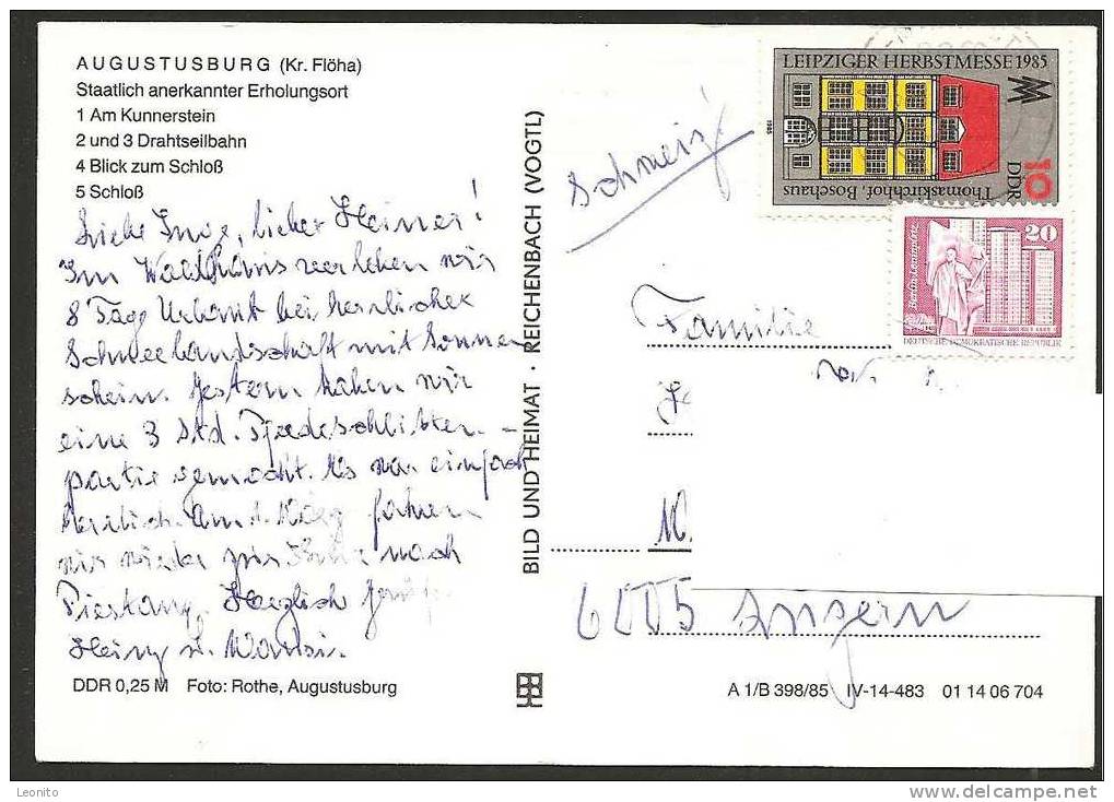 Gruss Aus Augustusburg Flöha Kunnerstein Drahtseilbahn Schloss 1985 - Weissenfels