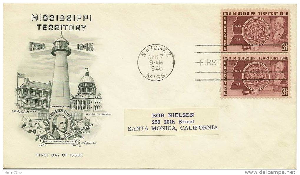 (d) FDC Pour Le Timbre Mississippi Territory - 1941-1950