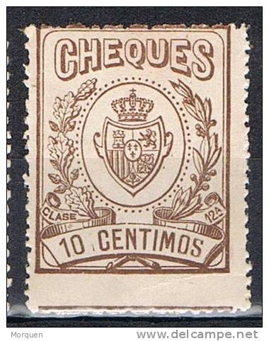 Sello Para Cheques, 10 Cts Castaño 1926,  Edifil Num 12 ** - Fiscaux