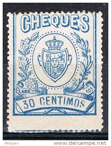 Sello Para Cheques, 30 Cts Azul 1926,  Edifil Num 15 * - Fiscaux