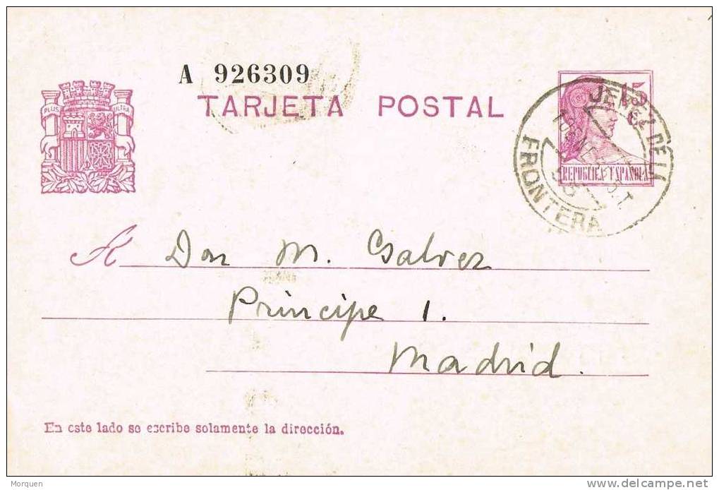 Entero Postal JEREZ De La FRONTERA (Cadiz) 1935. Republica - 1931-....