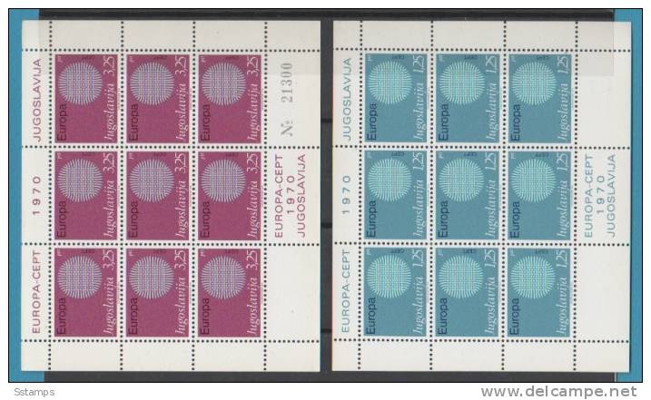 311  EUROPA CEPT 1970 JUGOSLAVIJA JUGOSLAWIEN JUGOSLAVIA NEVER HINGED - Blocks & Sheetlets