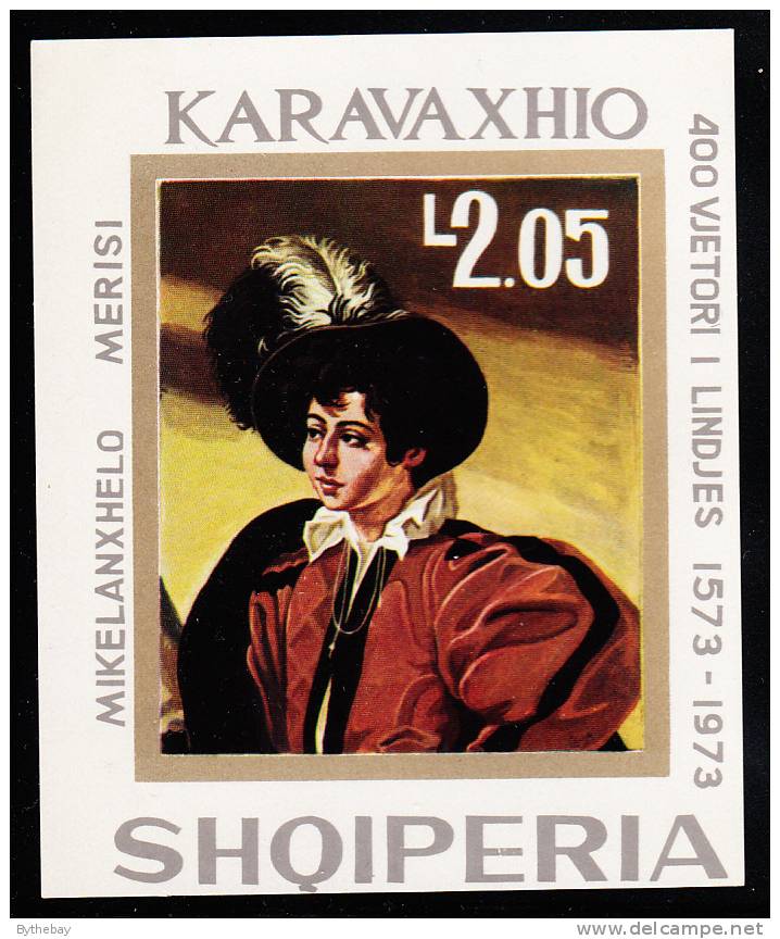 Albania Scott #1526 MNH Souvenir Sheet Painting Man With Feathered Hat - Albanien