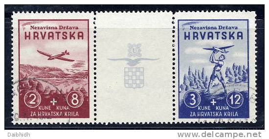 CROATIA 1942 Model Aircraft Exhibition Stamps From Perforated Block, Used.  Michel 76-77 - Croazia