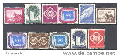 UN New York #1-11 Mint Never Hinged 1st Set From 1951 - Neufs