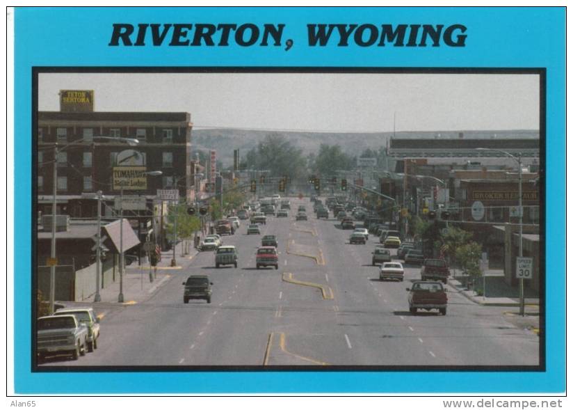 Riverton WY Wyoming, Street Scene Autos, On C1980s Vintage Postcard - Riverton
