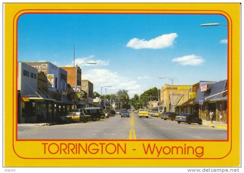 Torrington WY Wyoming, Street Scene, Autos, Business Signs On C1980s Vintage Postcard - Otros & Sin Clasificación
