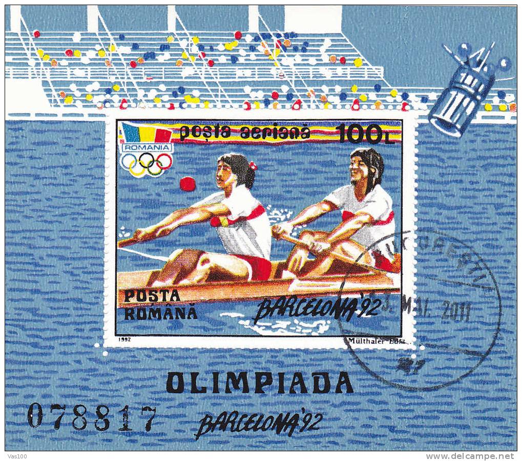 Rowing;Olympic Games Barcelona,1992,VFU,CTO Block Romania. - Zomer 1992: Barcelona