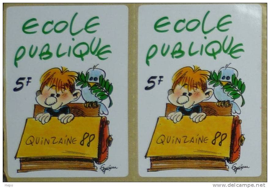 Jannin - Ecole Publique 1988 - Lot De 2 Autocollants - Stickers