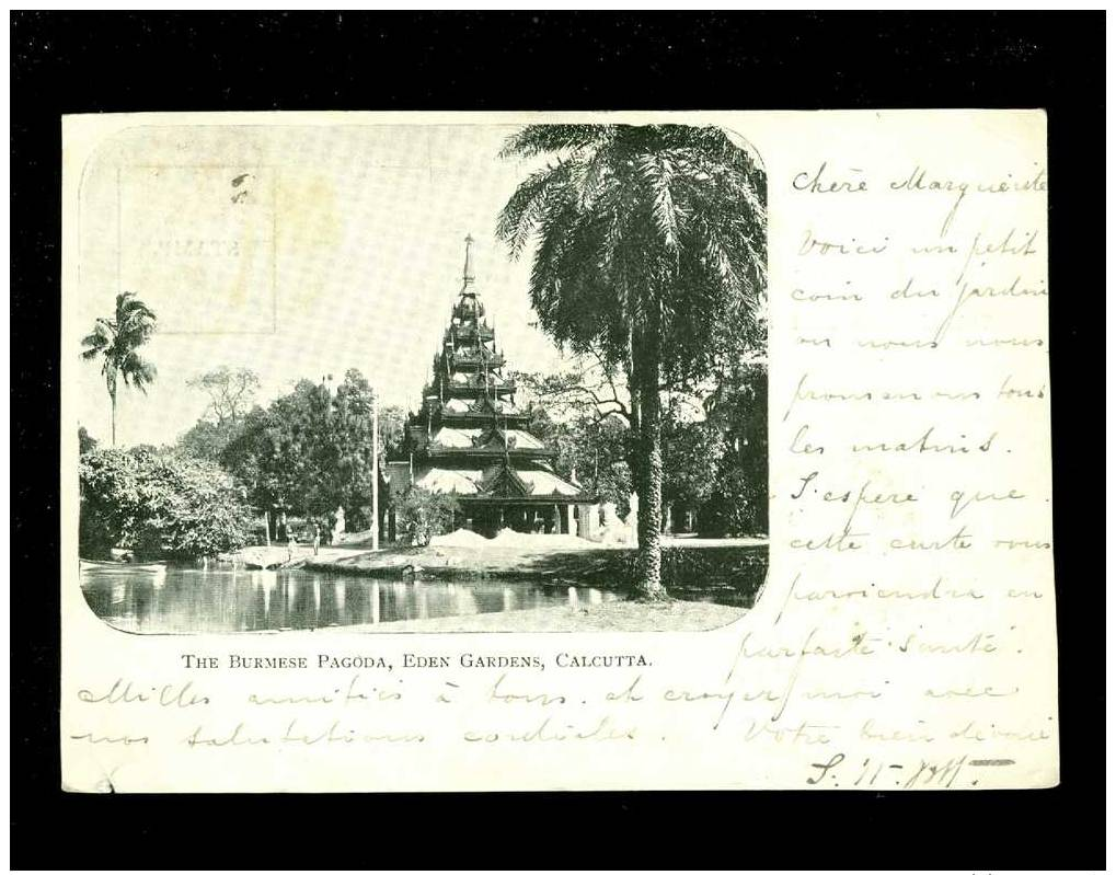 Postkaart Carte Postale British India  Indië Calcutta Met Zeepost Poste Maritime  SEA POST OFFICE 1904  ( 1958 ) - Territoire Britannique De L'Océan Indien