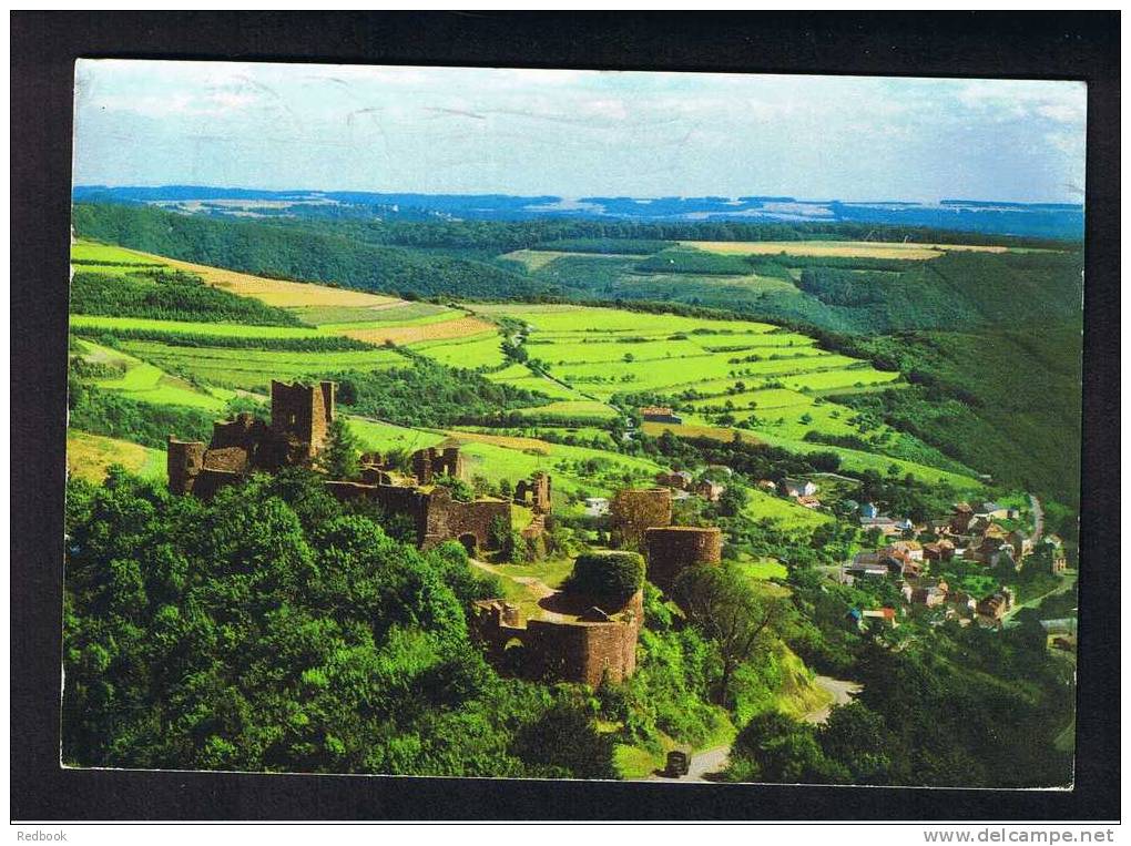 RB 732 - 1967 Luxembourg Postcard - Le Chateau Bourscheid - 3f50 Rate To Birmingham UK With Slogan Postmark - Bourscheid