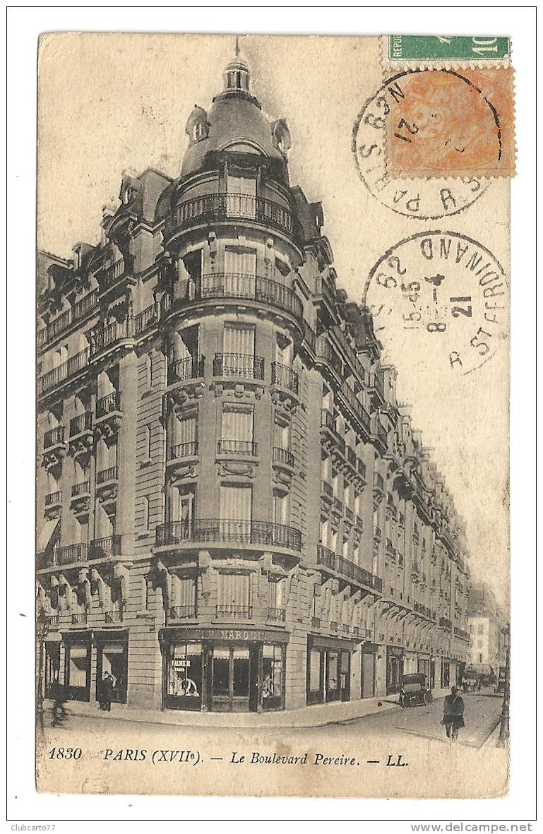 Paris 17ème Arr  (75) : Magasin "Le Marquis" Boulevard Pereie En 1921 (animée). - Paris (17)