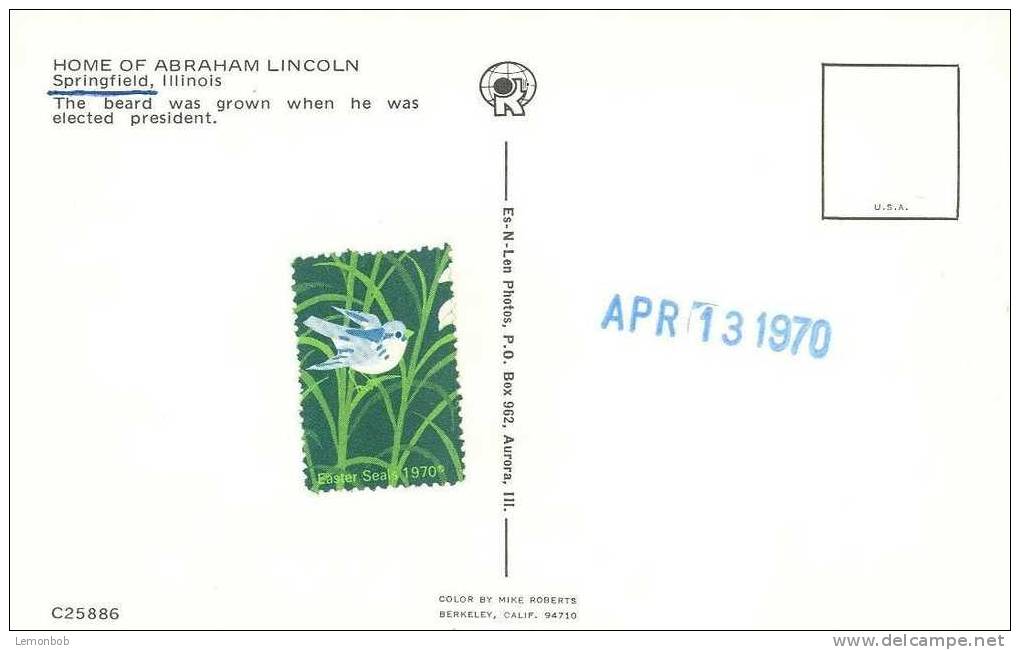 USA – United States – Home Of Abraham Lincoln, Springfield Illinois Unused Postcard [P3983] - Springfield – Illinois